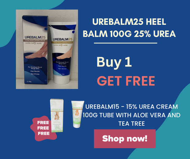 Buy UreBalm25 Heel Balm (25% Urea) 100g and UreBalm15 Heel Balm (15% Urea) 100g FREE!!!